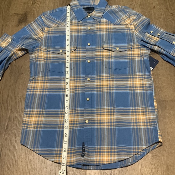 Lucky Brand Saturday Stretch Snap Button Long Sleeve Plaid Flannel Shirt Sz S - Picture 3 of 5